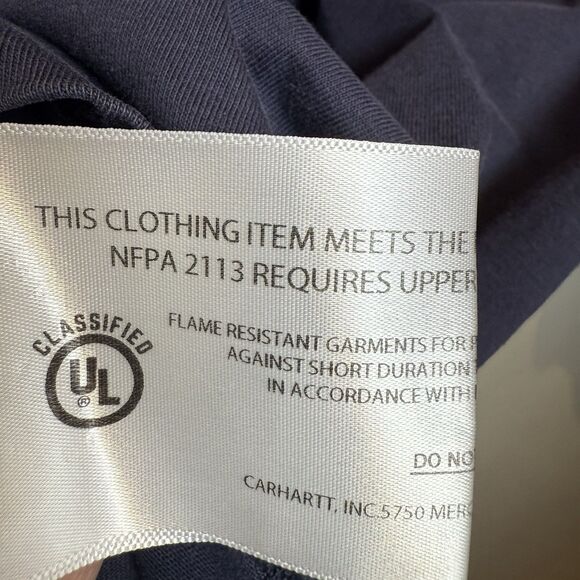 Carhartt  Men's Force Flame Resistant FR Long Sleeve Navy Shirt Size XL *SPOTS* - Picture 16 of 16